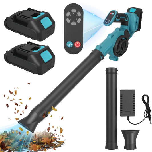 21V Cordless Leaf Blower, 350KM/H Max Wind Speed, 3 Speeds, LED Display, Lightweight, with 2 Nozzles & Battery