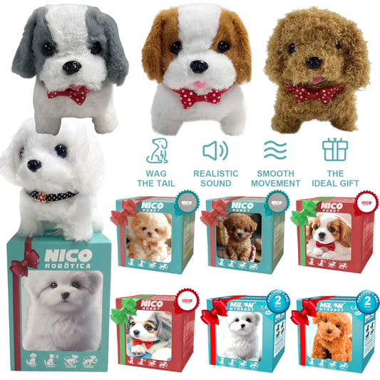 2026 New Cute Plush Robot Puppy Interactive Walking Simulated Puppy Barking Tail Wagging Puppy Plush Toy Chilren without Battery
