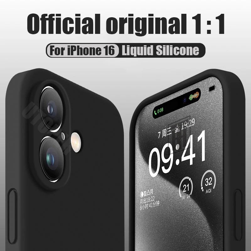 New 17 Series Official Silicone Soft Case for iPhone 17 Air 16 15 14 13 12 11 Pro Max Plus Solid Color Protect Shockproof Cover