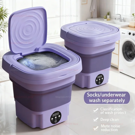 8L Portable Folding Washing Machine Compact Travel Clothes Socks Underwear Cleaner Washer for Home Camping Camping Trips