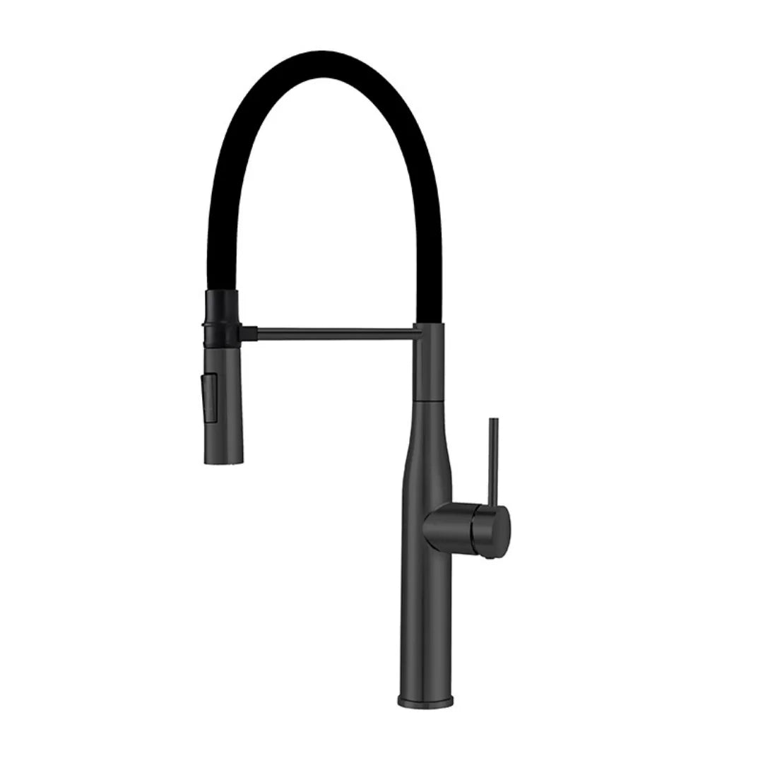 Tuqiu Gray Pull Down Sink Faucet Brushed Nickel Kitchen Faucet Tap Hot and Cold Red Spring Faucet SUS304 Rotation Pull Down