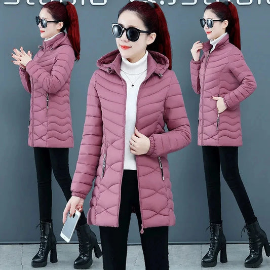 New Women Cotton Coat Autumn Winter Jacket Coat Middle-Aged Elderly Mothers Padded Hooded Keep Warm Down Cotton Overcoat Parkers
