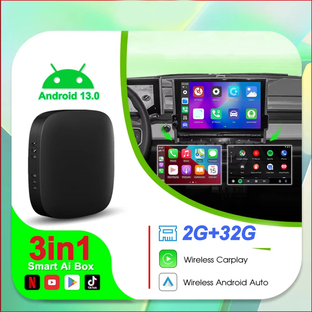 Android 13 TV Box Smart CarPlay Ai Box Wifi Wireless Android Auto Built-in Play Store For YouTube Netflix OEM CarPlay Cars