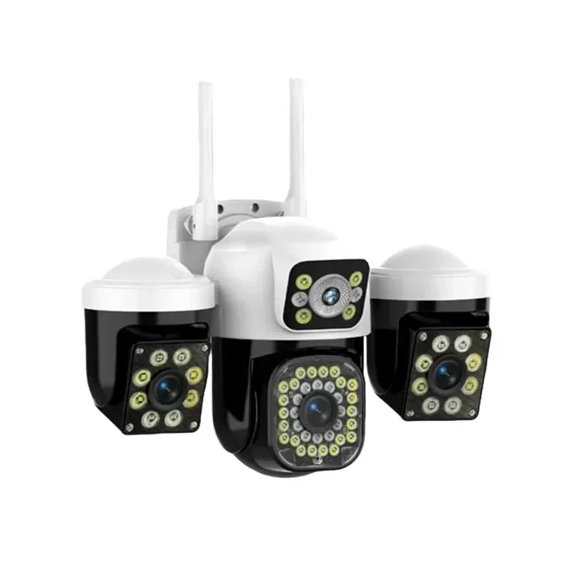 15MP 8K WiFi IP Camera 3 Lens 3 Screens Surveillance PTZ Camera IP Outdoor Waterproof Auto Tracking Security CCTV Cam YOOSEE