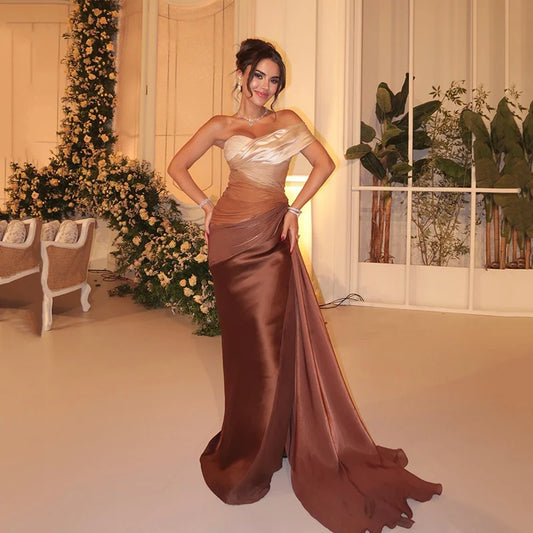 Thinyfull Formal Mermaid Prom Evening Dresses Sweetheart Gradient Color Satin Party Dress Night Cocktail Prom Gowns Customized