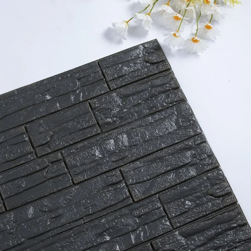 6pcs 3D Foam Wall Panels Self-Adhesive Sticker Waterproof Wallpaper Home Living Room Decor Bathroom Kitchen Decoration Wallpaper