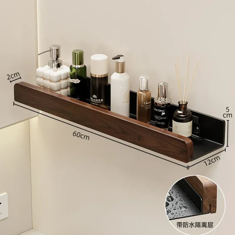 Walnut bathroom toilet shelf no punch toilet sink restroom wall storage towel racks
