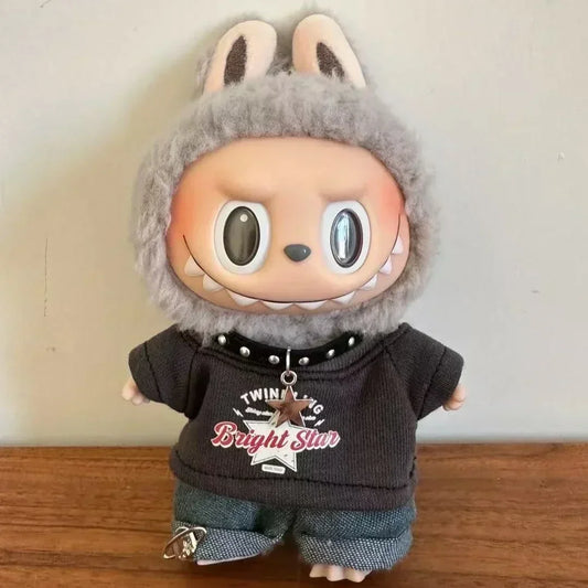 Labubu Clothes Doll American Hip Hop, V1 V2 Doll Clothing Accessories, Labubu Clothes Designer,15/17cm Doll Toy