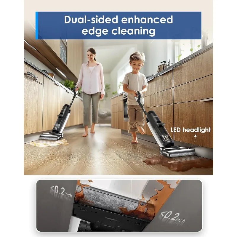 Floor ONE S7 PRO Cordless Wet Dry Vacuum Cleaner, Smart Floor Cleaner Mop for Hard Floors, Long Run Time, Dual-Sided Edge