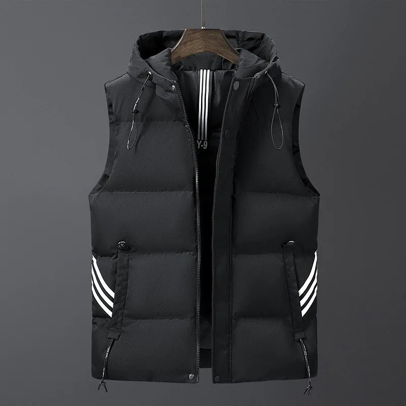 Waistcoat for men spring and autumn waistcoat for Korean men fashion slim handsome vest warm down cotton vest with hat