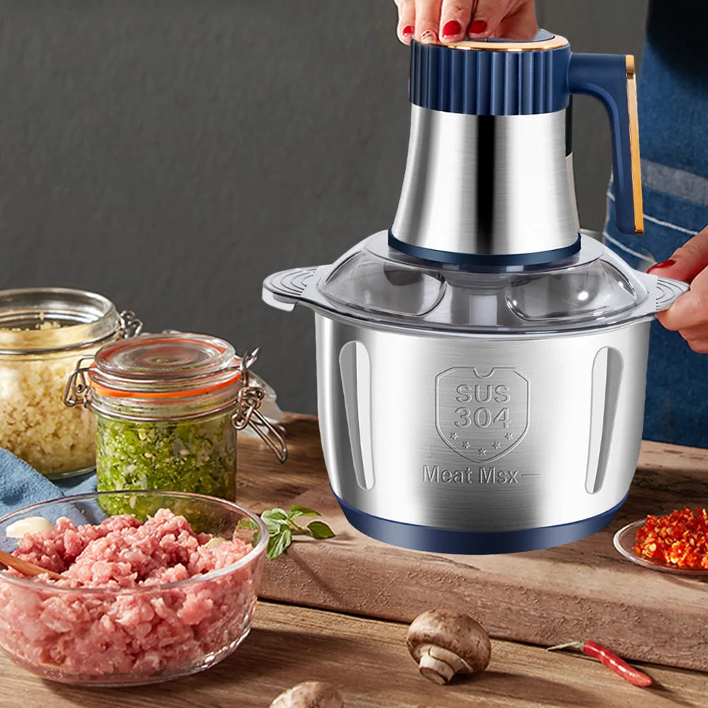 5L Electric Meat Grinders Food Crusher Stainless Steel Multifunctional Vegetable Slicer Processor Chopper Kitchen Appliances