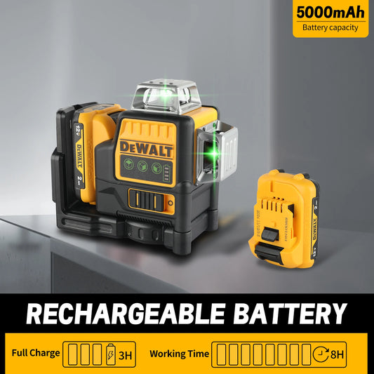 2025 New DEWALT DW089LG Laser Level - 12V Lithium Battery, 360° Horizontal & Vertical Green Lines, 3 Sides Coverage