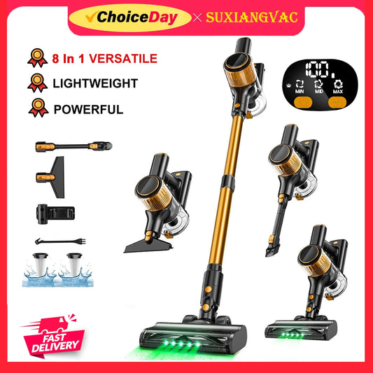 Cordless Vacuum Cleaner 8 in 1 Powerful Suction Lightweight,LED Display,45Mins Detachable Battery Vacuum for Floor/Carpet/Pet