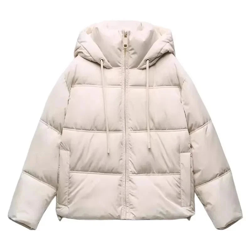 TAOP&ZA Autumn Winter New Casual Warm Cotton Jacket Short Hooded Coat Female Fashionable Long Sleeve Clothing from China