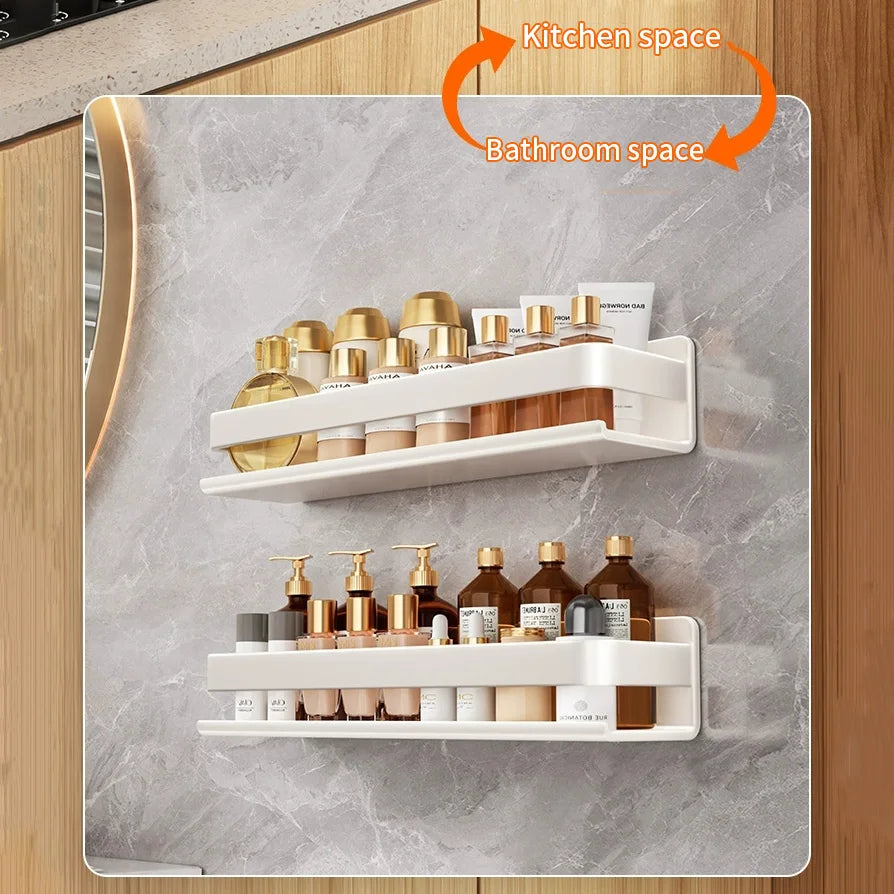 White Storage Rack For Kitchen Holder Square Metal Bath Organizer Accessorie Bathroom Shelf Shelves Wall Mounted Shampoo 811780