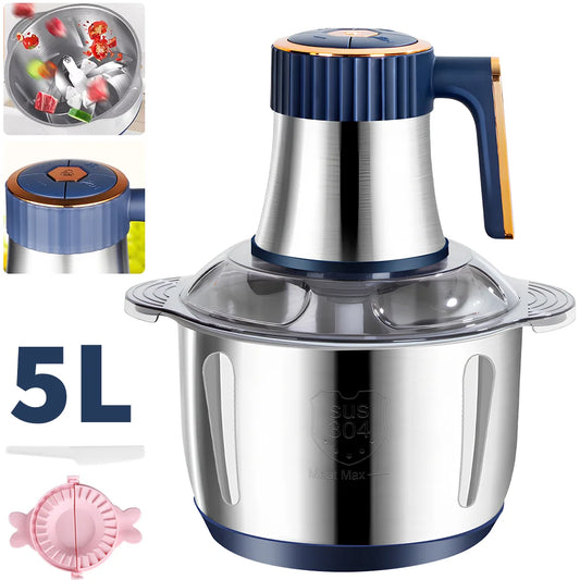 5L Electric Meat Grinders Food Crusher Stainless Steel Multifunctional Vegetable Slicer Processor Chopper Kitchen Appliances