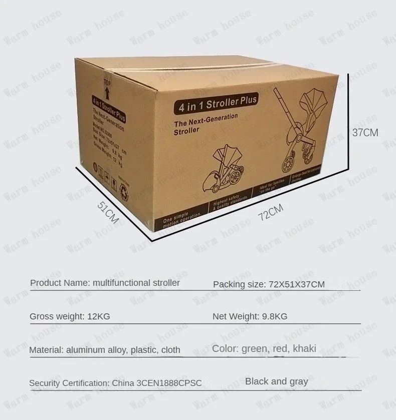 2025 New Baby Stroller 4in1 Multifunctional Newborn Baby Stroller 3in1 Foldable Basket Type Seat Lightweight Travel Pram