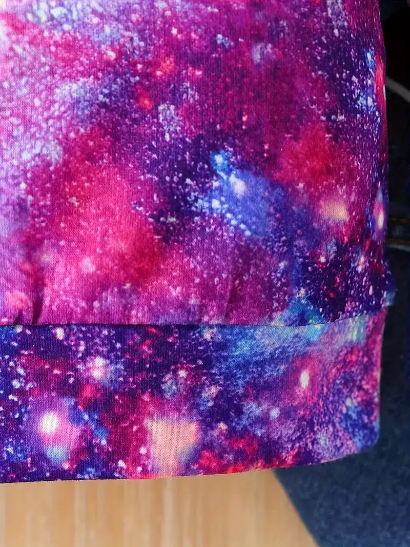 Autumn Casual And Fashionable Girls' 3d Starry Unicorn Printed Hooded Sweatshirt