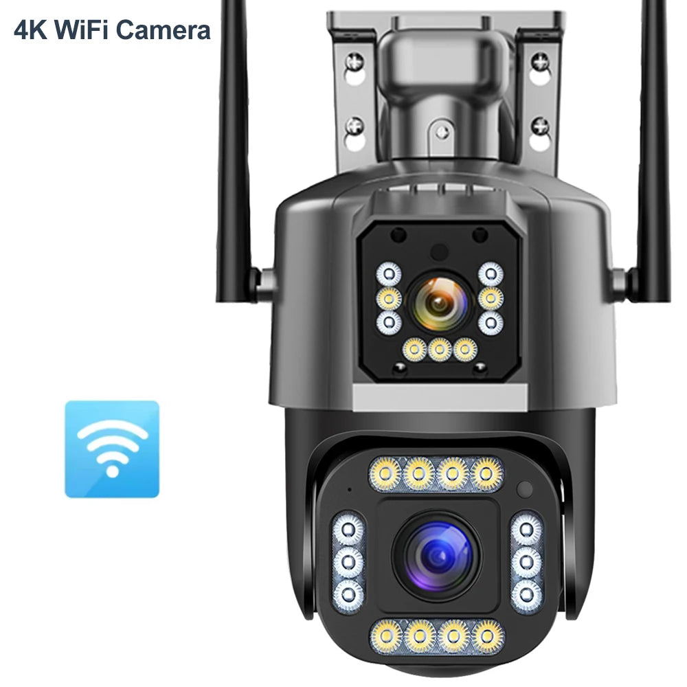 4K Dual Lens Camera Outdoor 10X Zoom PTZ 5K Triple Lens Security Cameras Auto Tracking 8K Four Lens Video Surveillance Webcam