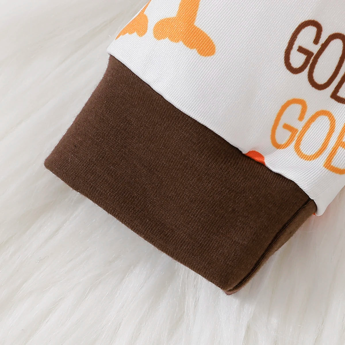 Unisex Baby Thanksgiving Letter Print Hoodie And Full Print Pants Two-Piece Set for Autumn Winter