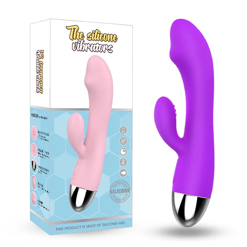 Dual-Headed Multi-Speed G-Spot Vibrator for Women, Body-Safe Silicone Clitoral and Vaginal Stimulator with Ergonomic Design