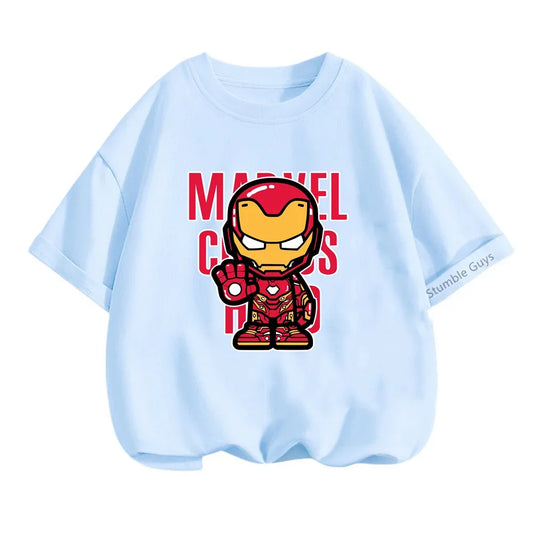 Superhero Iron Man Tshirt Kids 3 -14 Years Old Boys Clothes Top Tees The Avengers Baby Clothes Girls T-shirts Teen Clothes