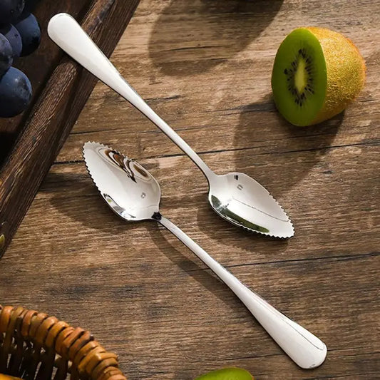 304 Stainless Steel Kiwi Mango Spoon Multifunctional Serrated Edge Fruit Scraping Mud Cutting Utensils Kitchen Accessories Tool