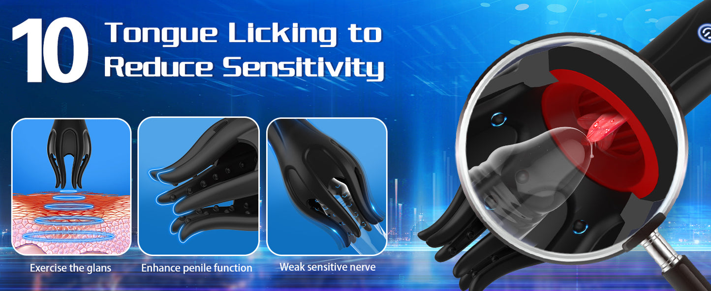 Masturbator for Men Glans Vibrating Tongue Licking Sex Oral Blowjob Lasting Delay Endurance Training Male Sex Toys for Men Adult