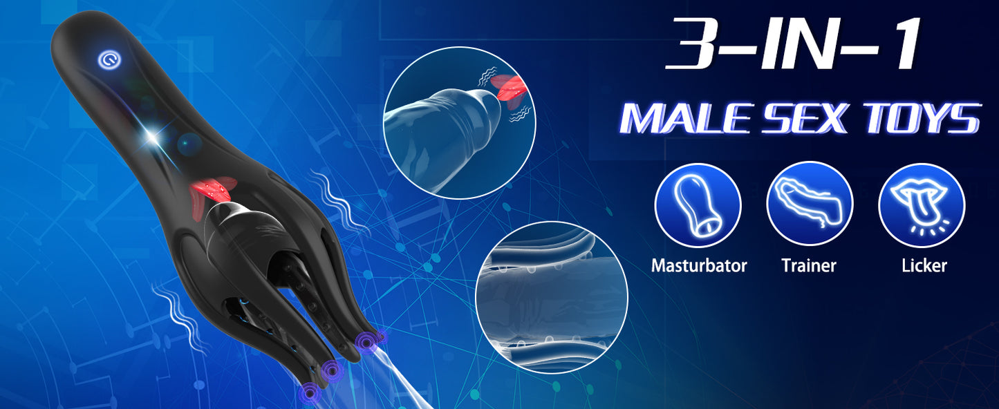 Masturbator for Men Glans Vibrating Tongue Licking Sex Oral Blowjob Lasting Delay Endurance Training Male Sex Toys for Men Adult