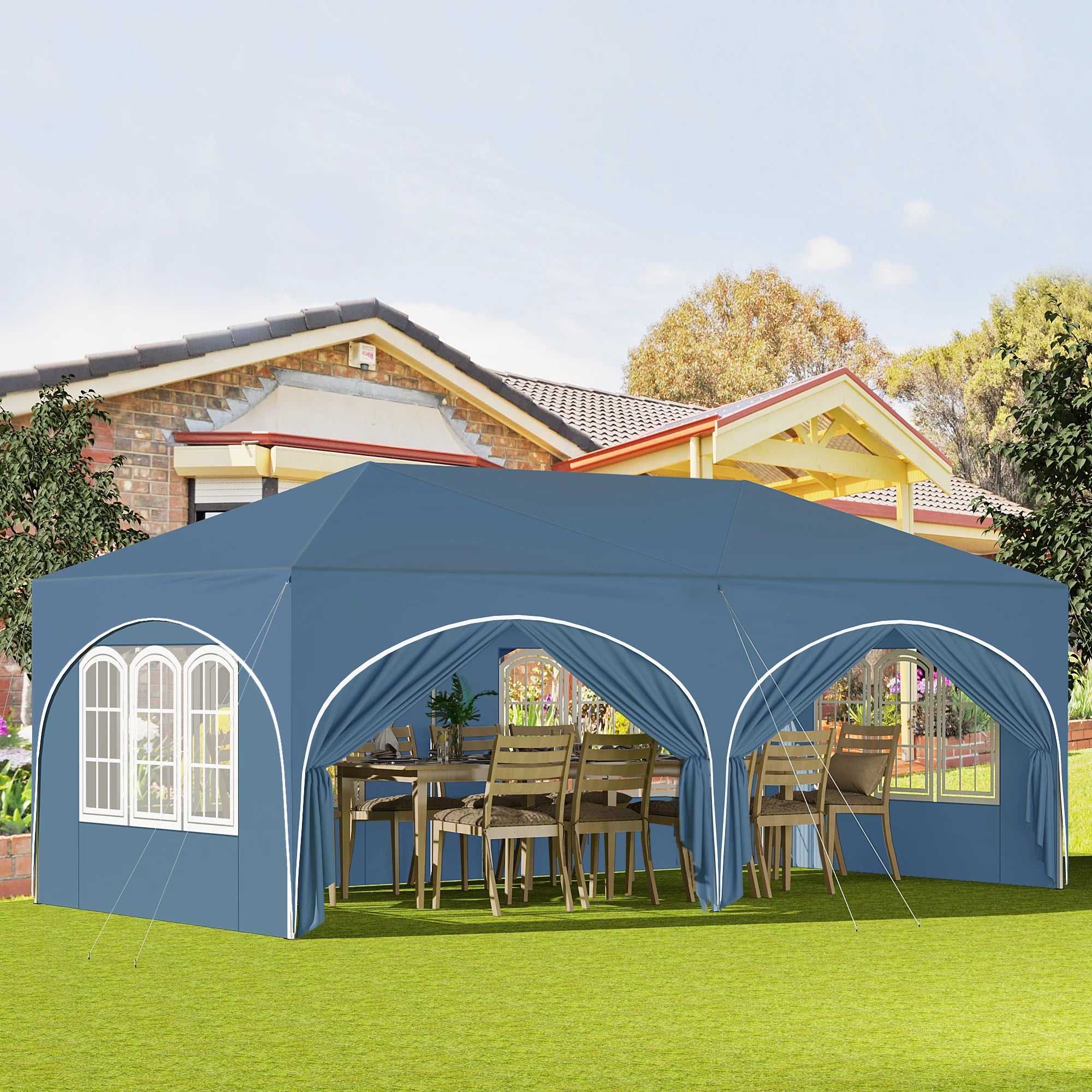 WOLTU Adjustable 3x6m Folding Pavilion Gazebo with 6 Sidewalls Waterproof UV Protection Party Tent with Carry Bag for Picnic