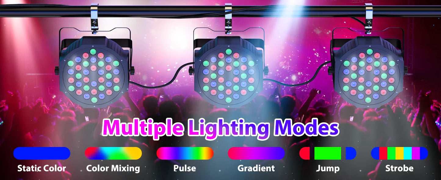 LeLeght 4 Pcs Par Light 36 RGB LED Stage Light Party Light DMX512 With Remote Control For DJ Party Show Halloween Christmas