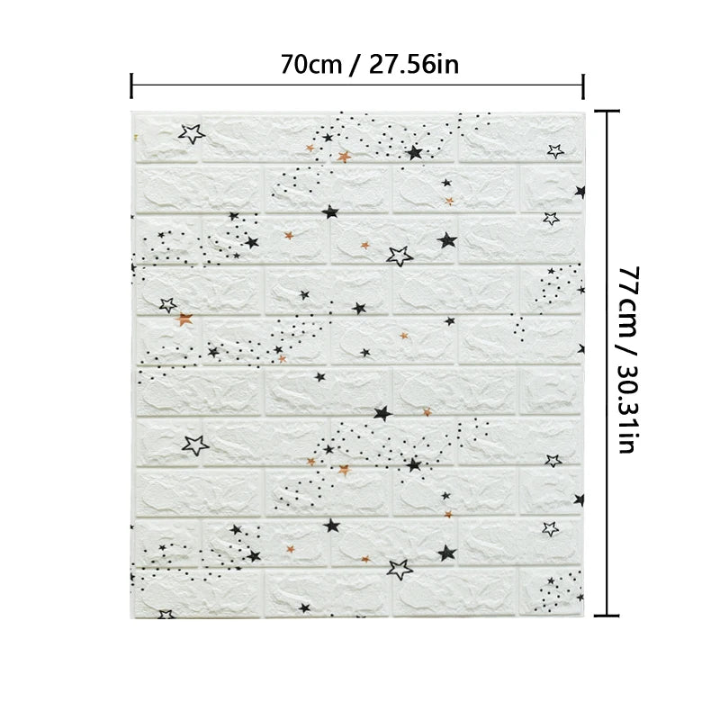 77cm*70cm 3D Self-adhesive Wallpaper Waterproof Brick Retro Wall Stickers Living Room Bedroom Wall Stickers Home Decoration