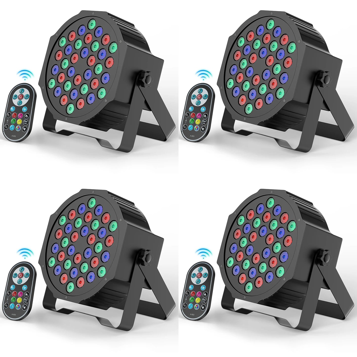 LeLeght 4 Pcs Par Light 36 RGB LED Stage Light Party Light DMX512 With Remote Control For DJ Party Show Halloween Christmas