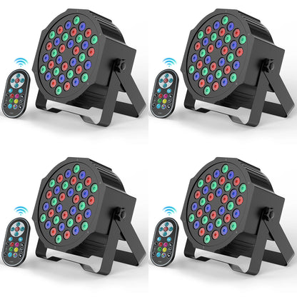 LeLeght 4 Pcs Par Light 36 RGB LED Stage Light Party Light DMX512 With Remote Control For DJ Party Show Halloween Christmas