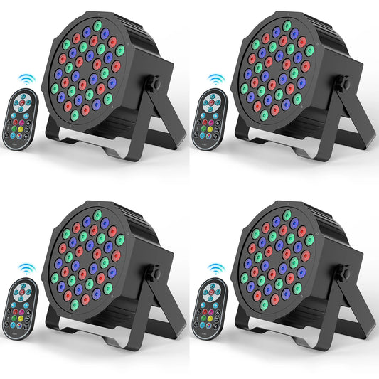 LeLeght 4 Pcs Par Light 36 RGB LED Stage Light Party Light DMX512 With Remote Control For DJ Party Show Halloween Christmas