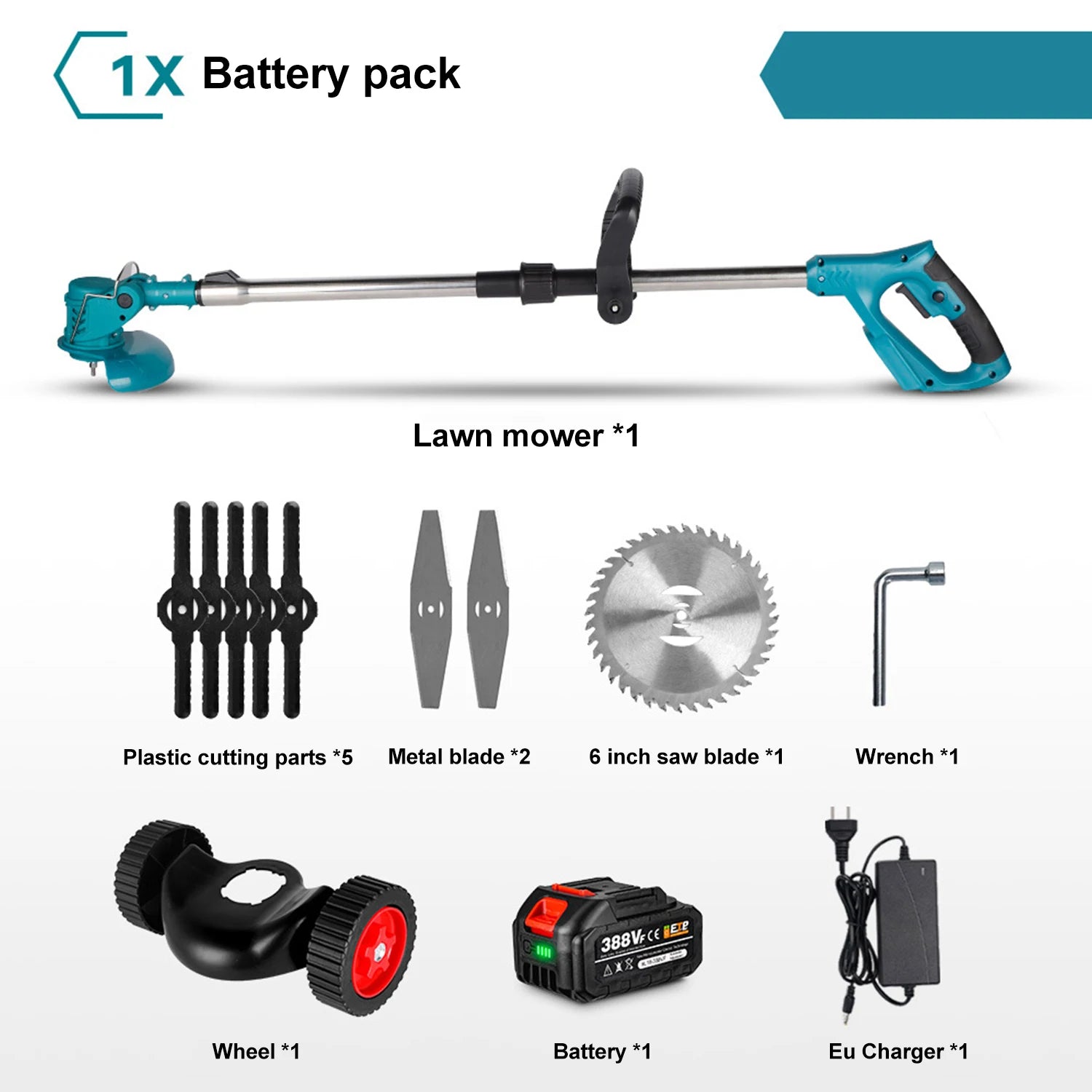 Electric Lawn Mower 12000RPM Foldable Length Adjustable Cordless Grass Trimmer Cutter Weed Garden Tool For Makita Battery