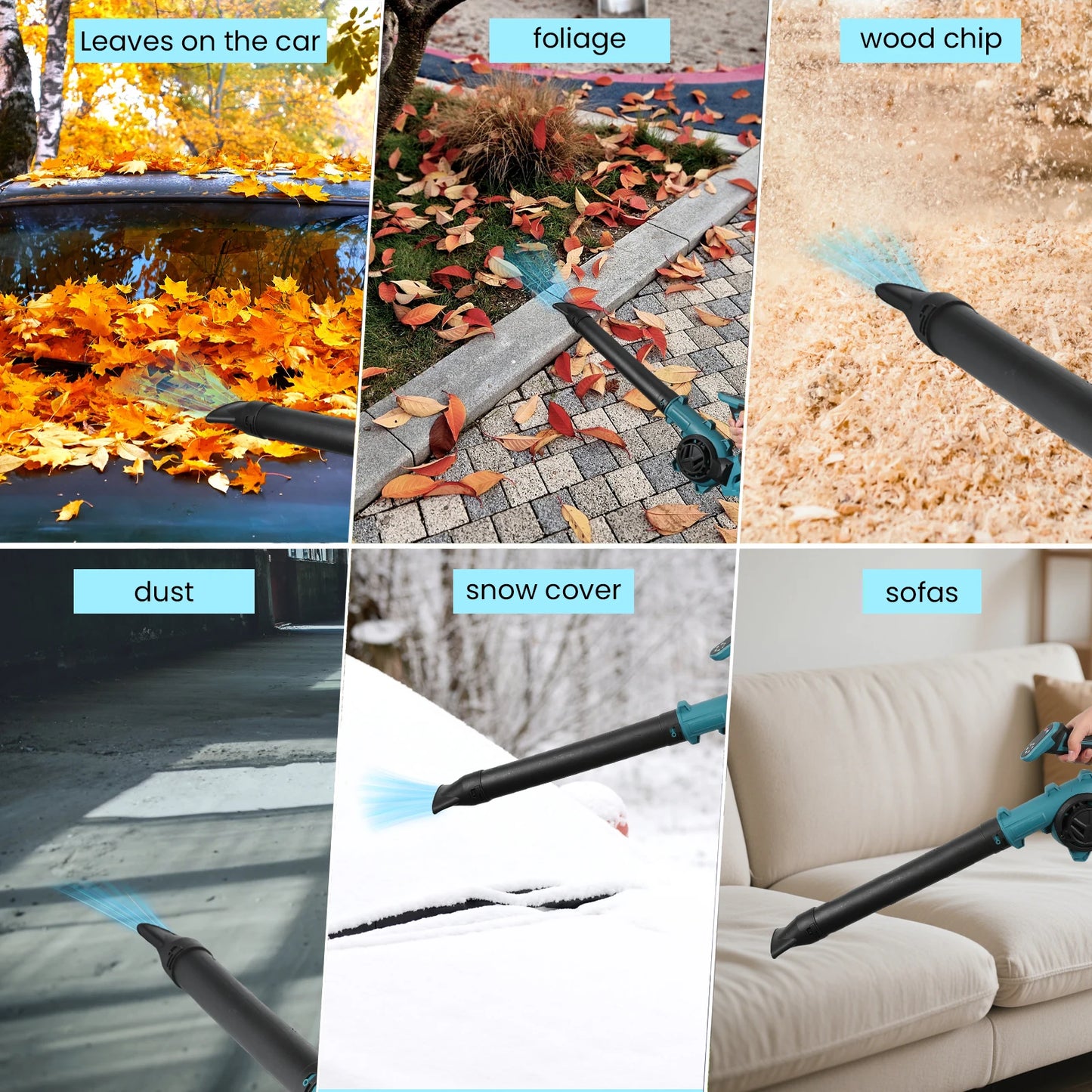 21V Cordless Leaf Blower, 350KM/H Max Wind Speed, 3 Speeds, LED Display, Lightweight, with 2 Nozzles & Battery