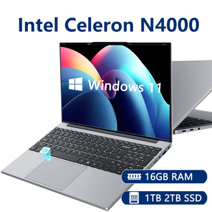 Windows 11 Intel Core i7 8500Y N4000 15.6 inch Portable Laptop Fingerprint Unlock Notebook 16GB 1TB 2TB Gaming Laptops Computer