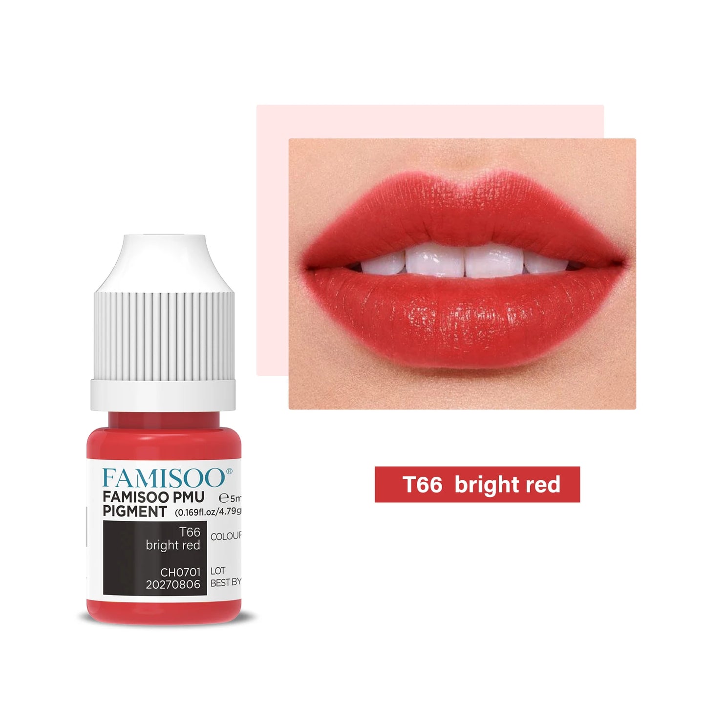 15ML FAMISOO Henna Lip Tattoo Ink Professional Permanent Makeup Pigment Rose Pink Lips Pigments Micropigmentation Tattoo Supplie
