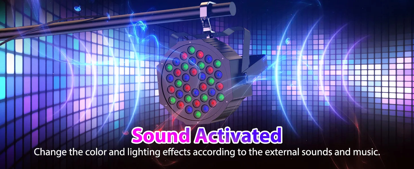 LeLeght 4 Pcs Par Light 36 RGB LED Stage Light Party Light DMX512 With Remote Control For DJ Party Show Halloween Christmas