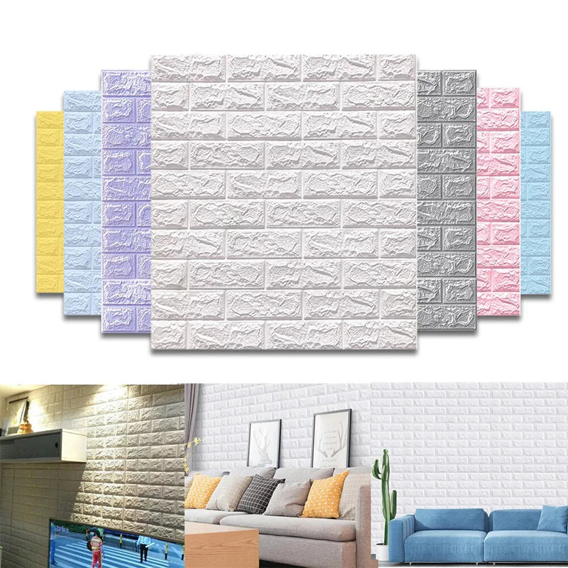 77cm*70cm 3D Self-adhesive Wallpaper Waterproof Brick Retro Wall Stickers Living Room Bedroom Wall Stickers Home Decoration