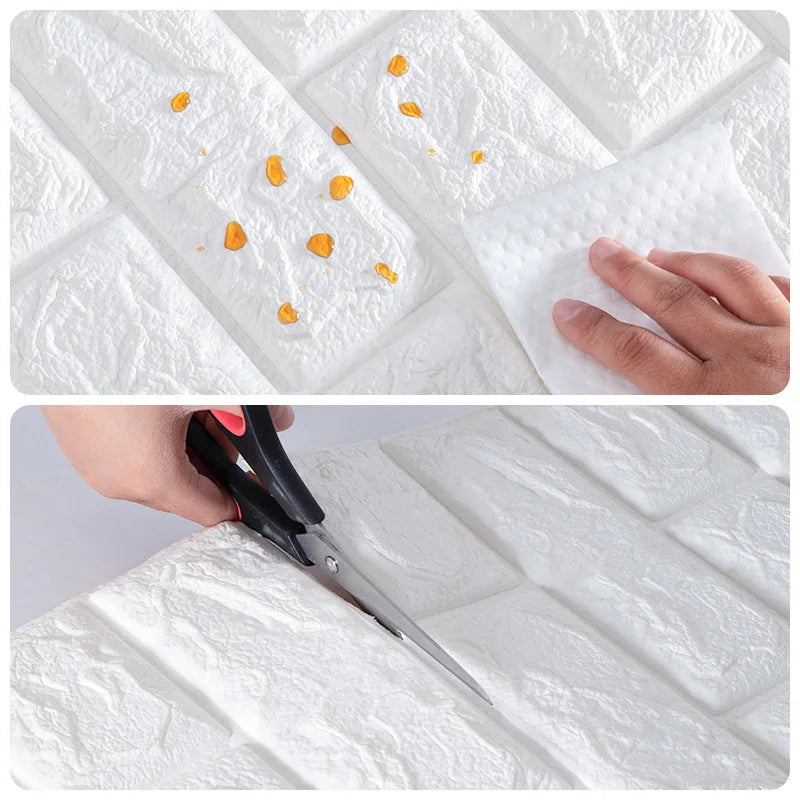 77cm*70cm 3D Self-adhesive Wallpaper Waterproof Brick Retro Wall Stickers Living Room Bedroom Wall Stickers Home Decoration