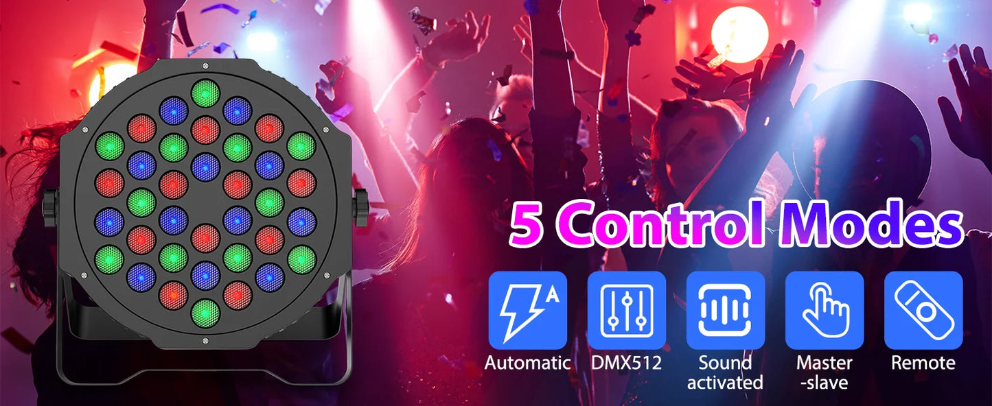 LeLeght 4 Pcs Par Light 36 RGB LED Stage Light Party Light DMX512 With Remote Control For DJ Party Show Halloween Christmas