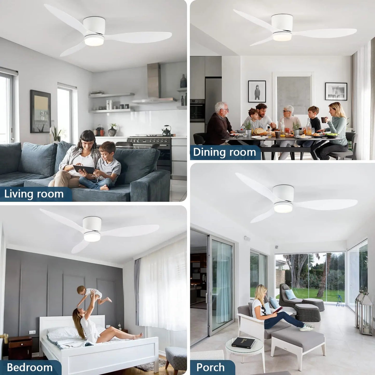 52 Inch Modern DC Ceiling Fan with Light And Remote Control for Living Room Dining Room Bedroom Powerful Airflow Electric fans
