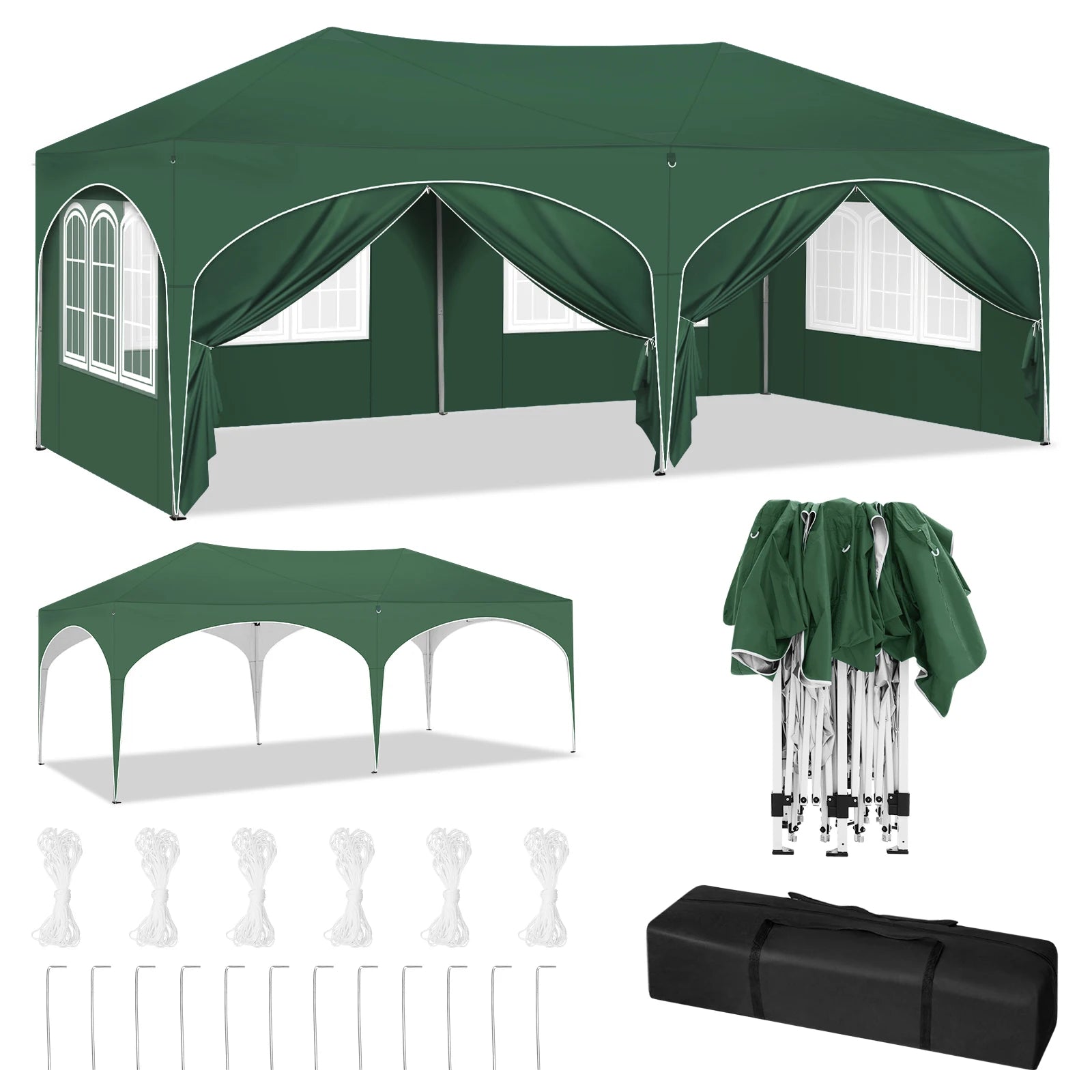 WOLTU Adjustable 3x6m Folding Pavilion Gazebo with 6 Sidewalls Waterproof UV Protection Party Tent with Carry Bag for Picnic