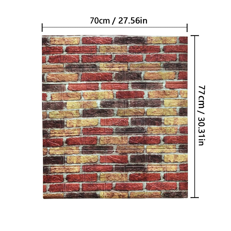 77cm*70cm 3D Self-adhesive Wallpaper Waterproof Brick Retro Wall Stickers Living Room Bedroom Wall Stickers Home Decoration