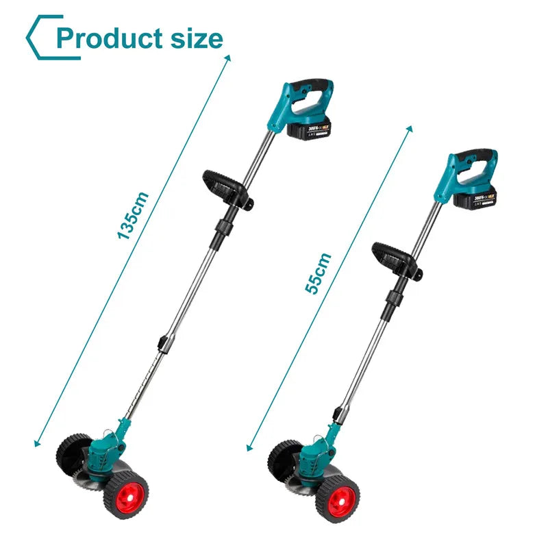Electric Lawn Mower 12000RPM Foldable Length Adjustable Cordless Grass Trimmer Cutter Weed Garden Tool For Makita Battery