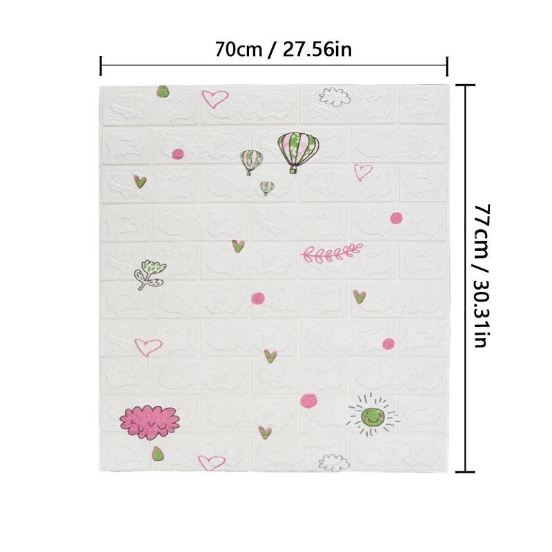 77cm*70cm 3D Self-adhesive Wallpaper Waterproof Brick Retro Wall Stickers Living Room Bedroom Wall Stickers Home Decoration