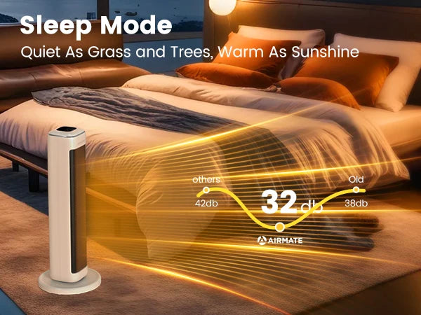 AIRMATE 25" Space Heater for Indoor Use Large Room, Ceramic Tower Electric Heater with Thermostat