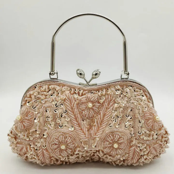 Boutique De FGG Elegant Frame Women Formal Beaded Evening Purses and Handbags Bridal Sequins Clutch Bag Cocktail Party Bag